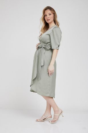 שמלת מעטפת להריון בל ירוק בהיר