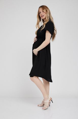 תמונה של שמלת הריון עם שרוך טריני שחורה