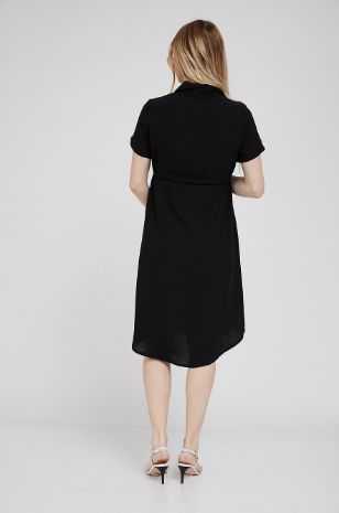 תמונה של שמלת הריון עם שרוך טריני שחורה