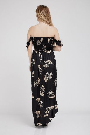 תמונה של שמלת אלינה להריון שחור בז'