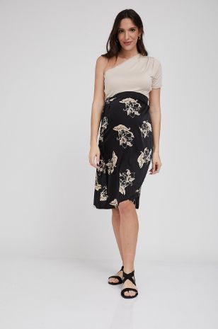 תמונה של חצאית הריון מעטפת שחור בז'