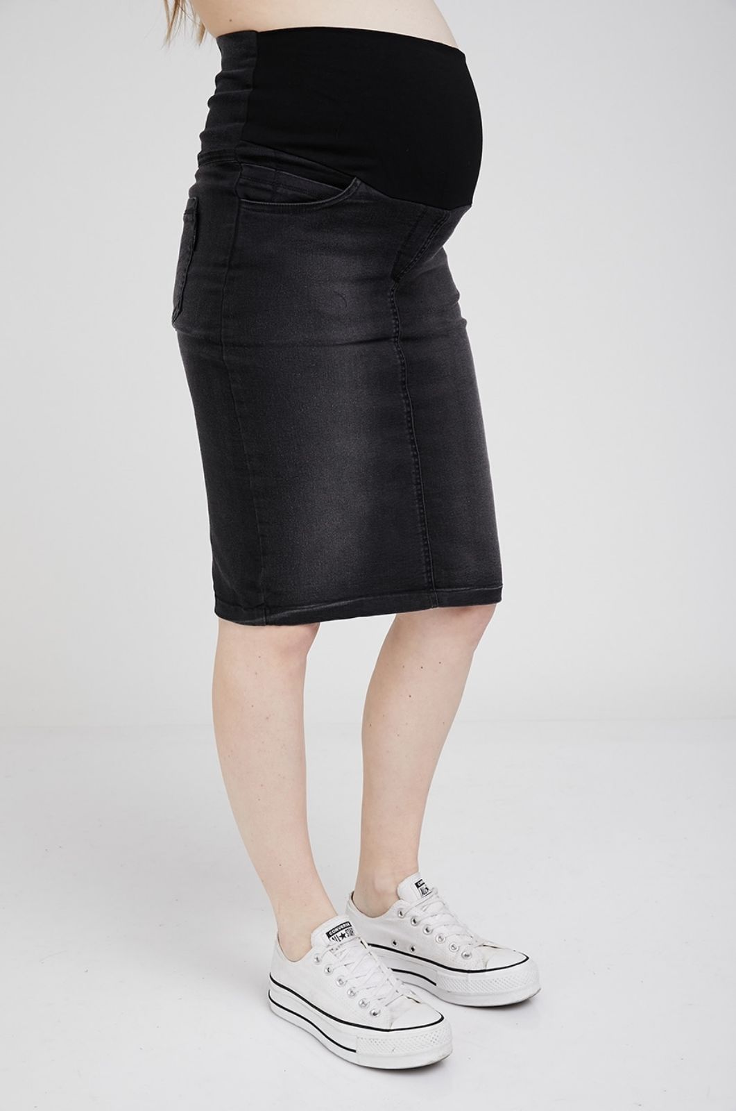 תמונה של חצאית הריון ג'ינס אוליביה שחורה