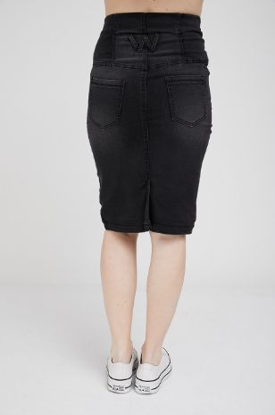 תמונה של חצאית הריון ג'ינס אוליביה שחורה