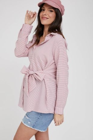 תמונה של חולצת הריון לינדוס ורוד משבצות