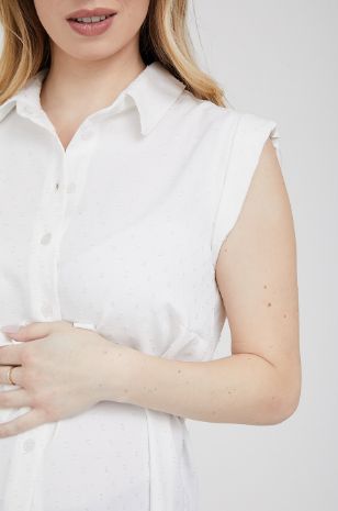 תמונה של חולצה גברית להריון ש.קצר לבן ג'קרד