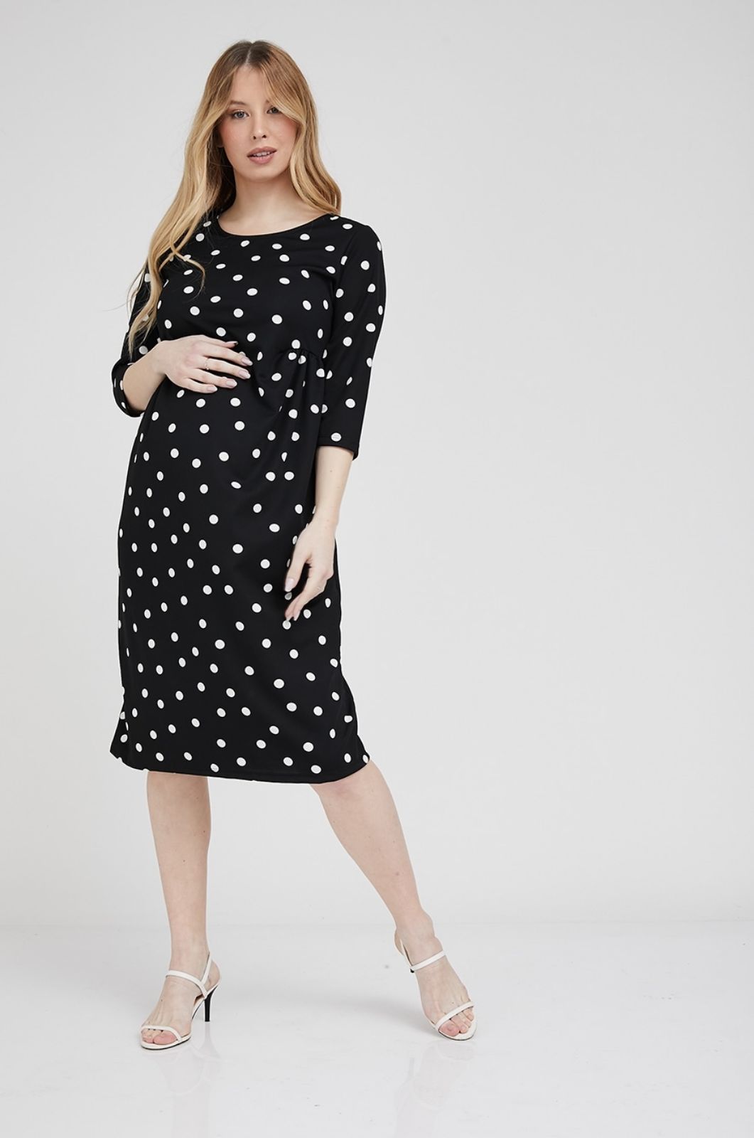 תמונה של שמלת הריון אלודי שחור עיגולים