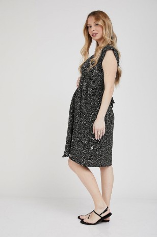 תמונה של שמלה להריון שרי שחורה פרחים