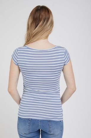 חולצת הריון Baby Grow ש.קצר פסים תכלת