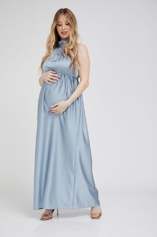תמונה של שמלת ערב להריון ניקה תכלת