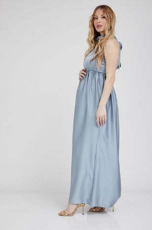 תמונה של שמלת ערב להריון ניקה תכלת