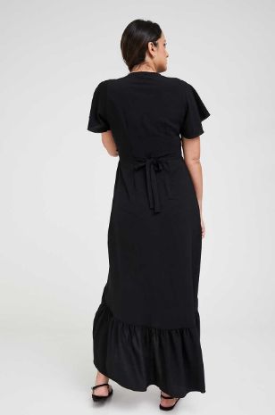 תמונה של שמלת מעטפת להריון בוניטה שחורה