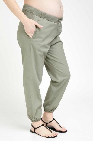 תמונה של מכנסי הריון תומס זית בהיר