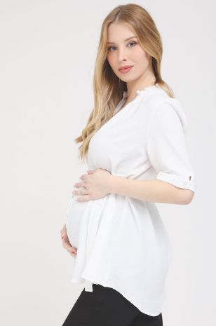 חולצת הריון דגם נינט בצבע לבן - אבישג ארבל 