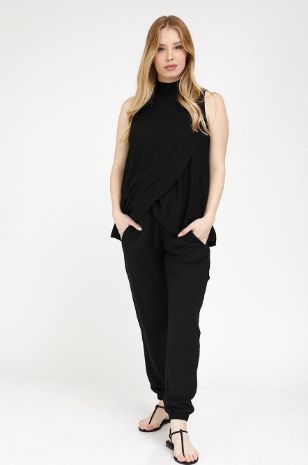 גופיית הריון מעטפת סנדי שחורה