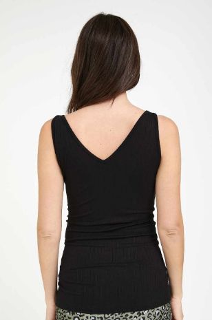  גופיית V ריב להריון שחורה