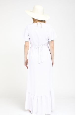 תמונה של שמלת מעטפת להריון בוניטה לבנה