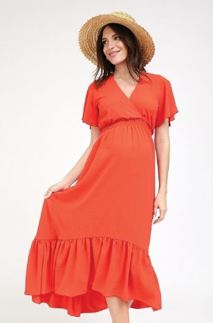 תמונה של שמלת מעטפת להריון בוניטה אדומה