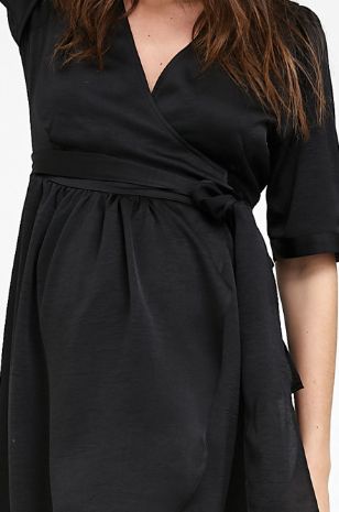 תמונה של שמלת מעטפת להריון בל שחורה