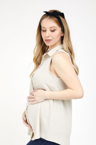 תמונה של חולצת הריון קיקי ללא שרוול חול