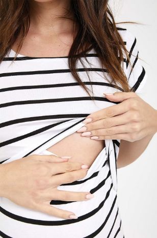 שמלת הנקה שמנת פס שחור דגם דליה מבית אבישג ארבל	