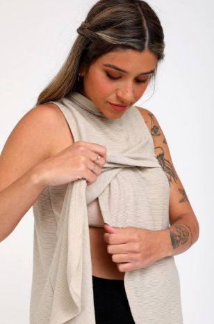 גופיית הריון מעטפת סנדי בצבע חול