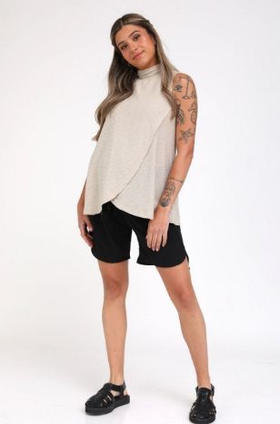 גופיית הריון מעטפת סנדי בצבע חול