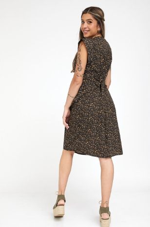 שמלת הריון שרי שחור פרח זית של אבישג ארבל	