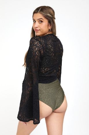 עליונית מעטפת תחרה להריון שחורה