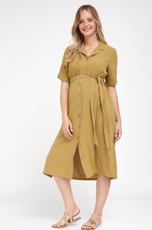 שמלת הריון מכופתרת חרדל של אבישג ארבל