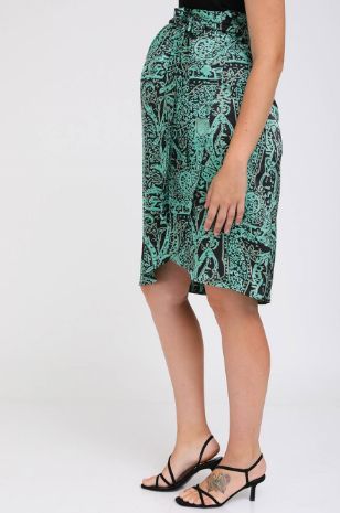 חצאית הריון מעטפת ירוק מודפס