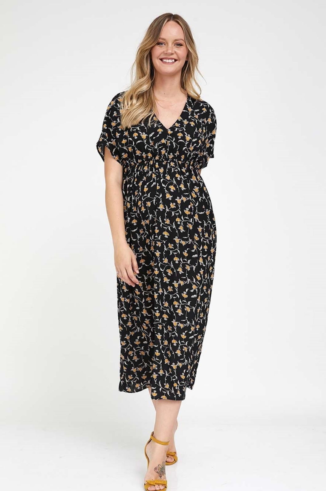 שמלת הריון מליסה שחור פרחים