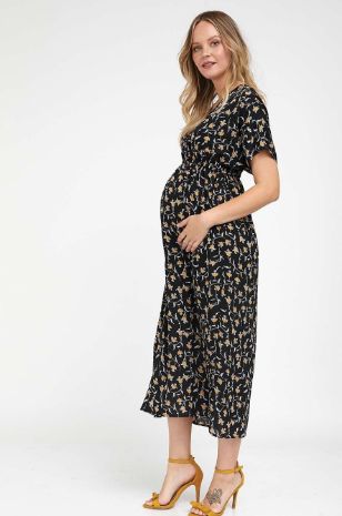 שמלת הריון מליסה שחור פרחים