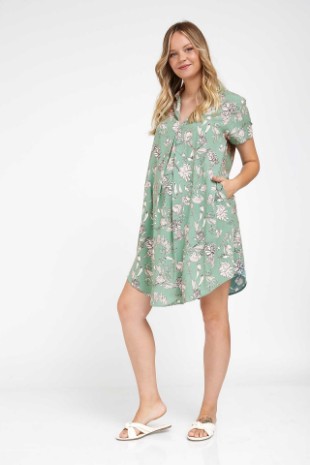 שמלת אוברסייז להריון מגי ירוק פרחוני