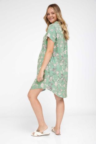 שמלת אוברסייז להריון מגי ירוק פרחוני