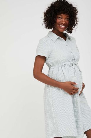 שמלת הריון נטשה ירוק משבצות