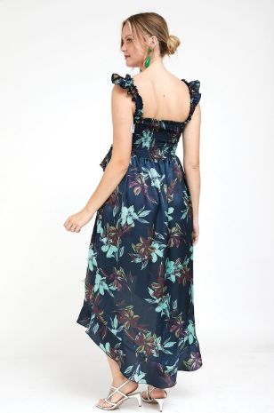 שמלת אלינה להריון כחול מודפס