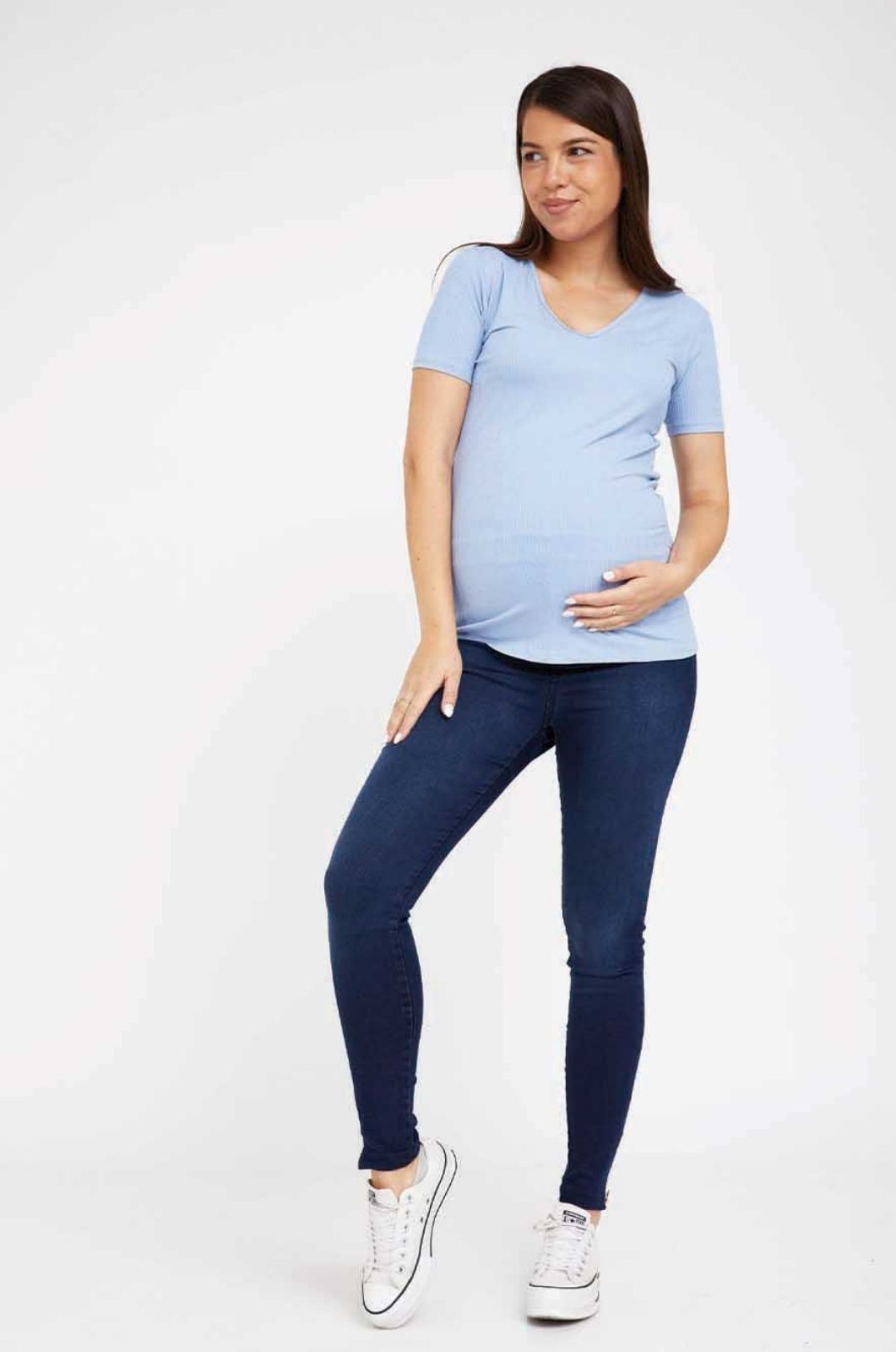 חולצת הריון V ריב תכלת