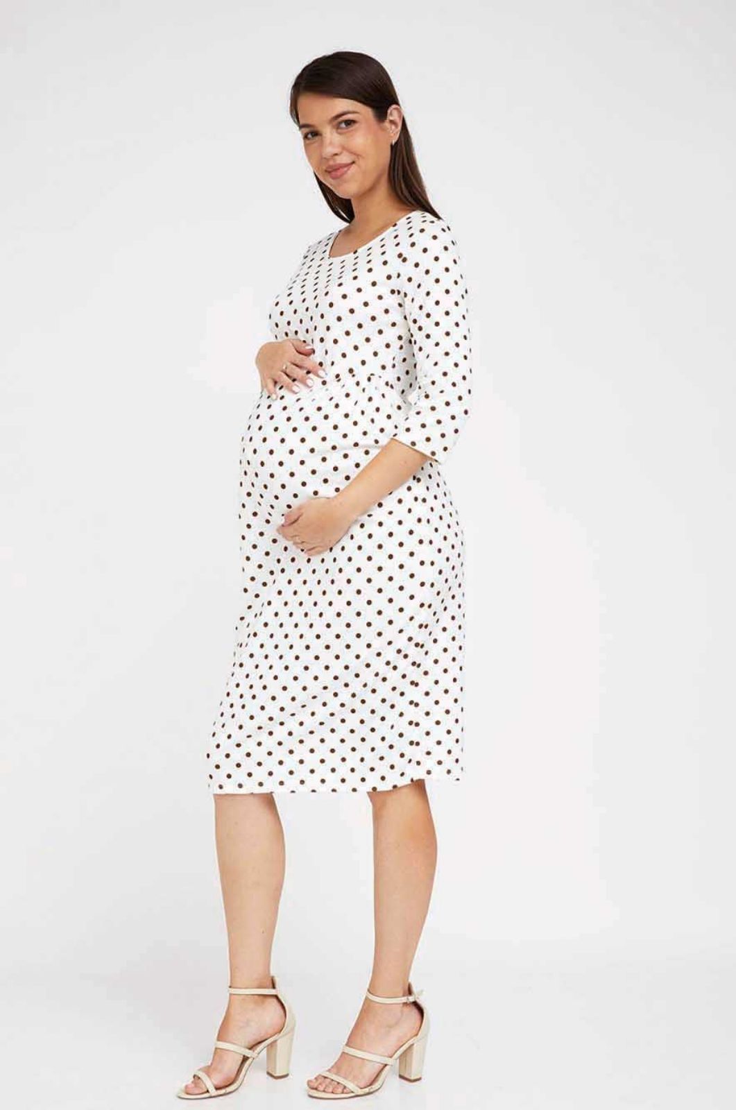 שמלת הריון אלודי שמנת עיגול חום	