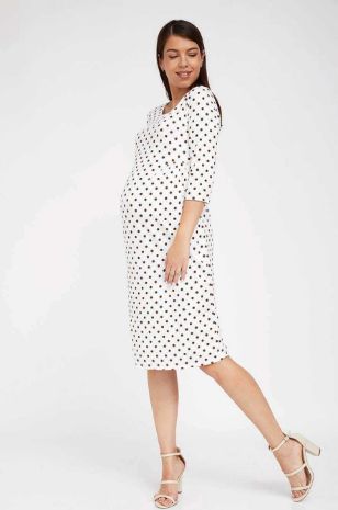 שמלת הריון אלודי שמנת עיגול חום	