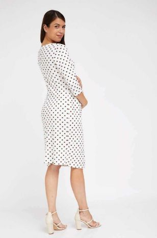 שמלת הריון אלודי שמנת עיגול חום	