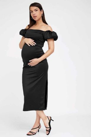 תמונה של שמלת הריון מרלין שחורה ארוכה