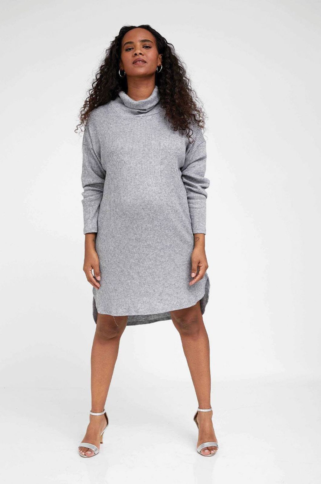 שמלת טוניקה להריון מרגו ריב אפור לורקס	