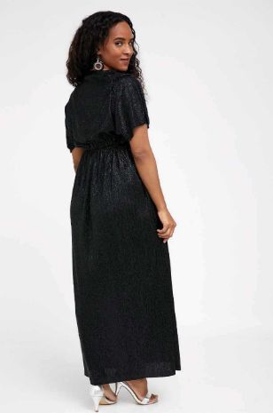 שמלת הריון מליסה פליסה שחור מבריק	