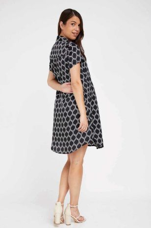 שמלת אוברסייז להריון מגי שחור מעויינים	