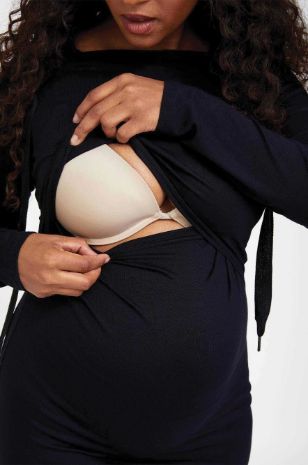 שמלת קפוצ'ון להריון נועה שחורה