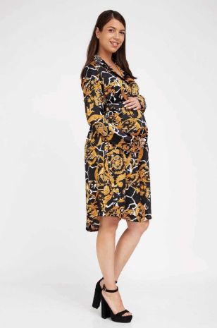 שמלת הריון רומא שחור מודפס	