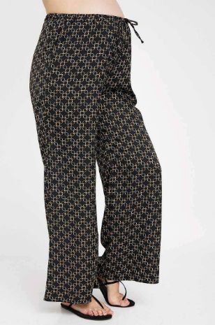 מכנסי הרפר הריון שחור מודפס	