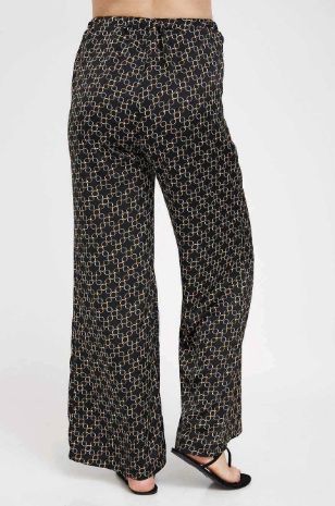 מכנסי הרפר הריון שחור מודפס	