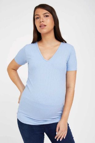 חולצת הריון V ריב תכלת