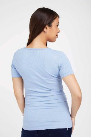חולצת הריון V ריב תכלת